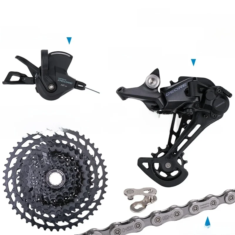 AliExpress Shimano SHIMANO DEORE M6100 12speed Groupset with Right Shifter Rear Derailleur Chain Original and SUGEK 11-50T 52T Cassette Sprocket
