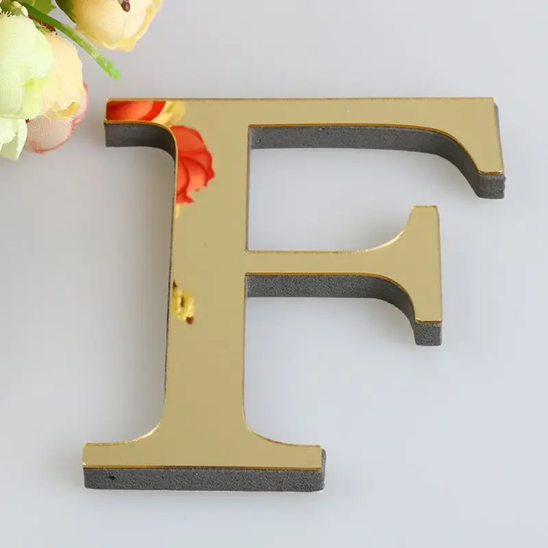 Autocollants muraux en lettres anglaises en acrylique miroir de 20 cm, décoration de fête d'anniversaire, mariage, maison, alphabet autocollant, art mural