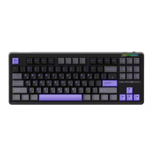 AULA&times;LINGBAO K87 Korean Mechanical Keyboard Wireless Tri-mode Hot Swap RGB Backlit Gasket Structure Macro Custom Keyboard