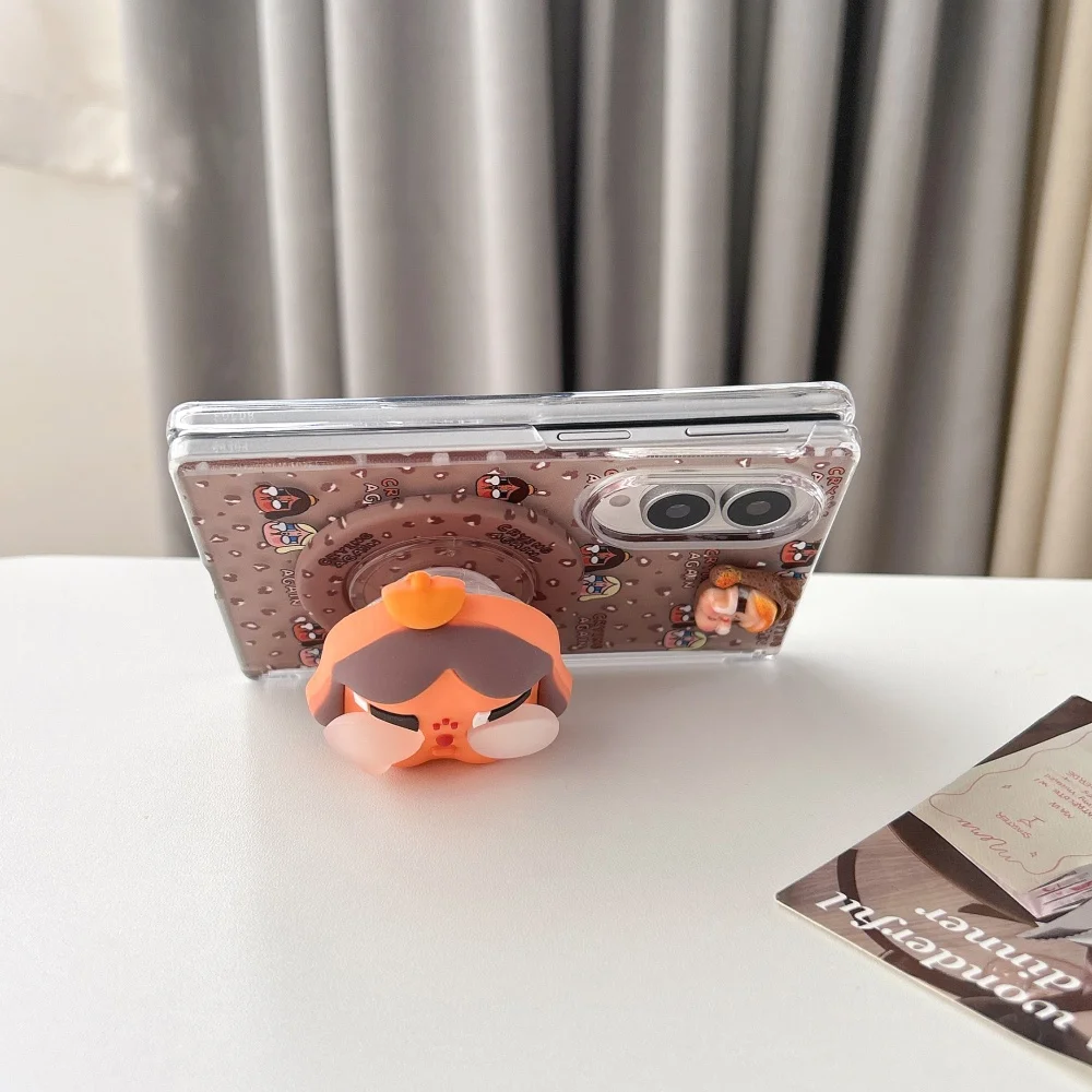 Zabawne, kreskówkowe etui magnetyczne na telefon Samsung Galaxy Z Fold 8 Ultra 7 Fold 6 5 Fold 7 Fold 8 z podstawką Magsafe i łańcuszkiem. — zdjęcie produktu 6