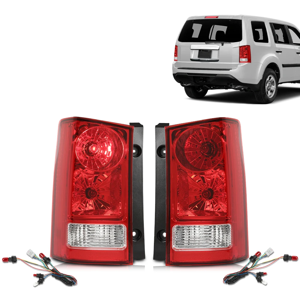 

Tail Lights Fit for 2009-2015 Honda Pilot Driver Passenger Side W/ Wires and Bulbs Red Lens 33500Szaa02, Ho2801174, 33550Szaa02