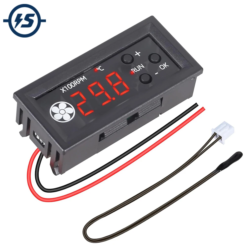 Fan Temperature Controller DC 12V PWM 4-Wire Fan Speed Controller Module Digital Display Temperature Controlled Governor for 3A