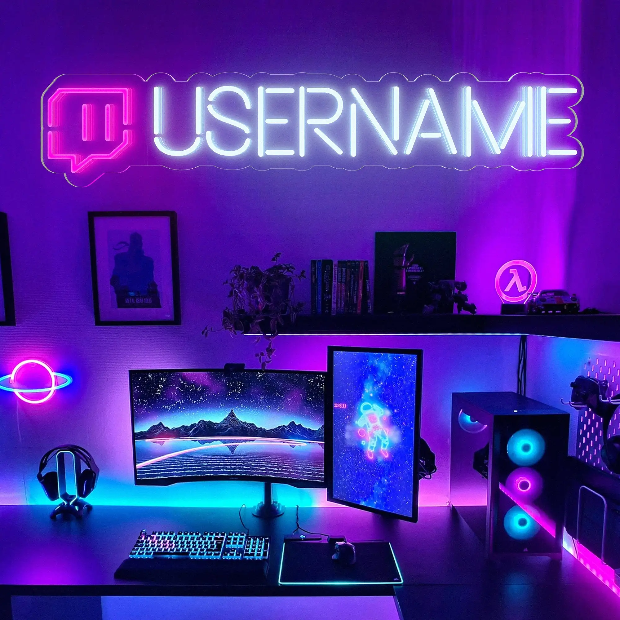 Custom Neon Sign Gamer Tag for Twitch Instagram Facebook Tktok Youtube Tag Game Room Decor Username Gamer Gifts Neon Sign