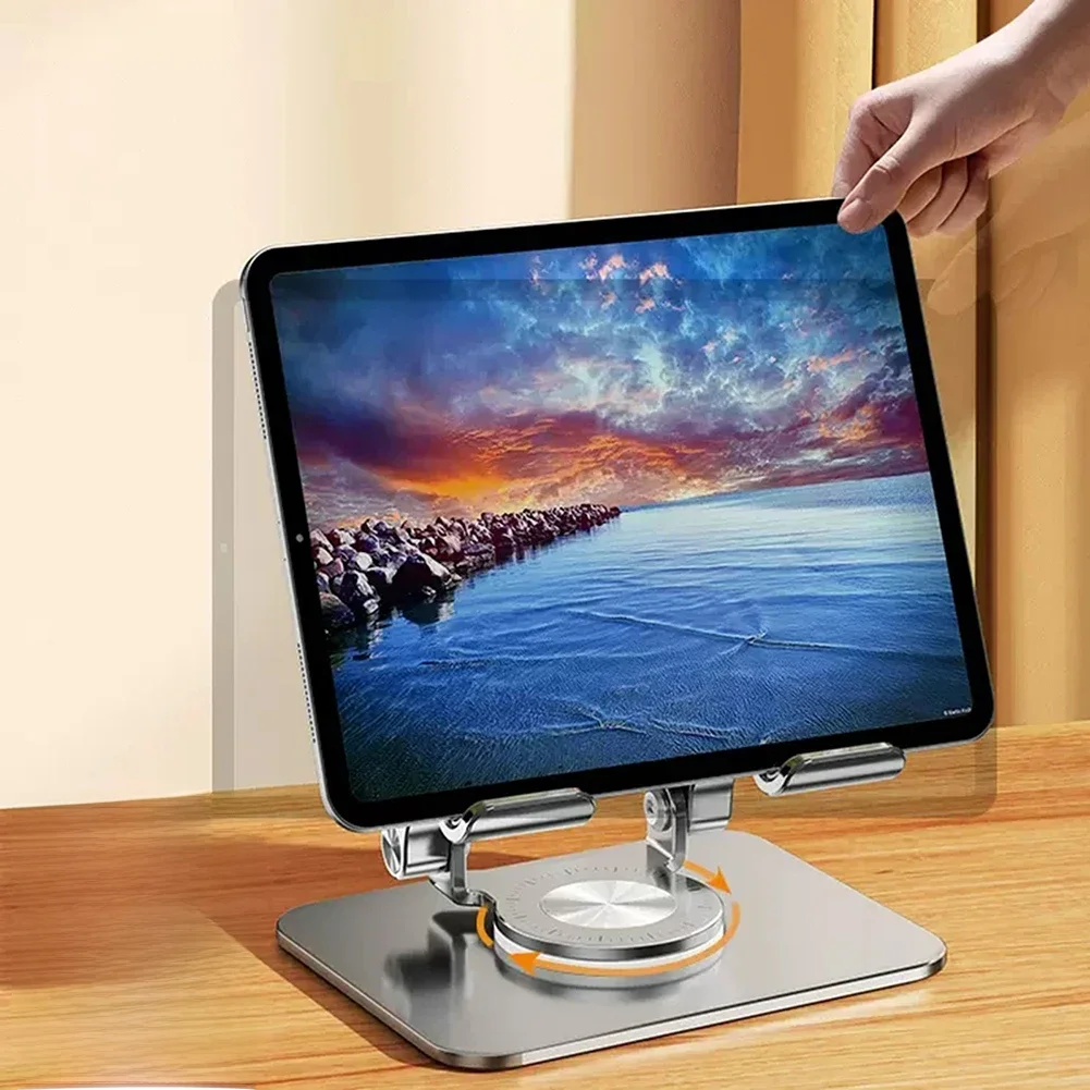 Obrót o 360 stopni składany uchwyt do laptopa uchwyt do tabletu z telefonem komórkowym pulpit ze stopu aluminium leniwy uchwyt z regulacją wysokości dla iPada — zdjęcie 2