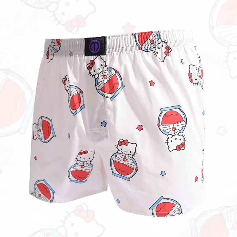 Pure Cotton Panties Cartoon Cat For Men And Women Pattern Comfortable Breathable Shorts For Home Leisure