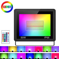 RGB LED Floodlight Outdoor IP66 Waterproof Wall Spotlight Remote-Controlled RGB Floodlights Festival Landscape Decorative Lights
