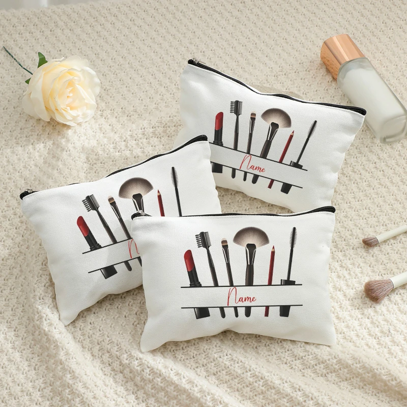 Personalized Cosmetics Print Makeup Bag Light Zipper Travel Toiletry Organizer Unisex Cosmetic Pouch Party Travel Gift