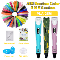 3D Printing Pen Drawing Pen with LCD Screen with 25M PLA Compatible PLA filament Toy children Safe Painting DlY Birthday Gift