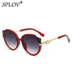 Fashion Round Sunglasses Women Luxury Brand Designer Cat Eye Sun Glasses Men Vintage Oversize Eyelasses Tea Blue Red UV400