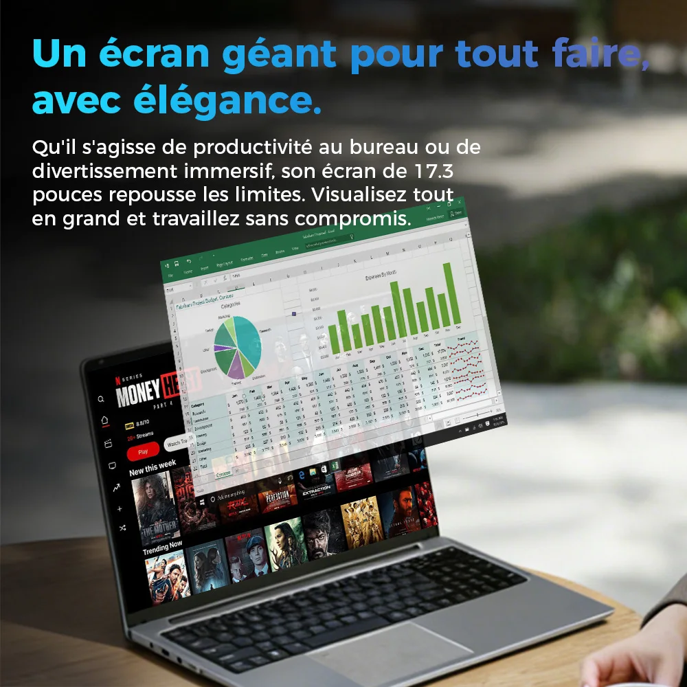 Laptop Laptop Full HD + Intel Celero N5095, 16 Go RAM, 512 Go SSD, Keyboard AZERTY French backlit with digital keypad, fingerprint unlock, Windows 11, WiFi Dual Band, bluetooth, PC Portable ideal for