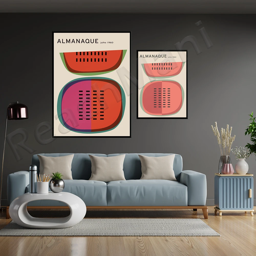 almanac latin almanac 1960 calendar mish 1960 latin almanac summer watermelon medieval art minimalist design poster