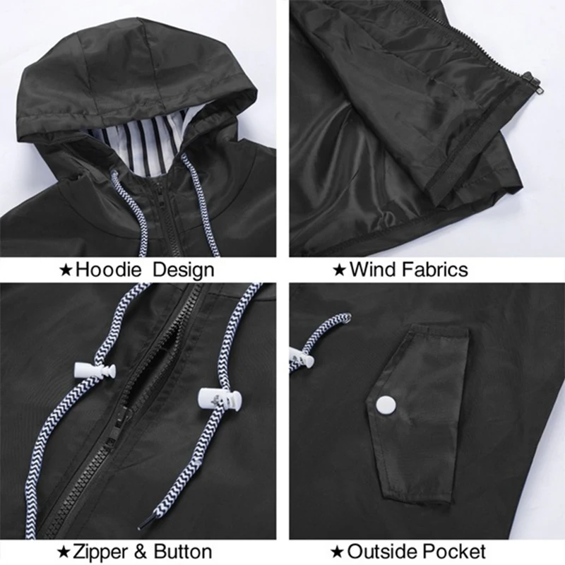 Customized Women Fashion All Seasons Outdoor Waterproof Rain Jacket Casual Loose  Hooded  Coat Climbing Windbreaker Jacket