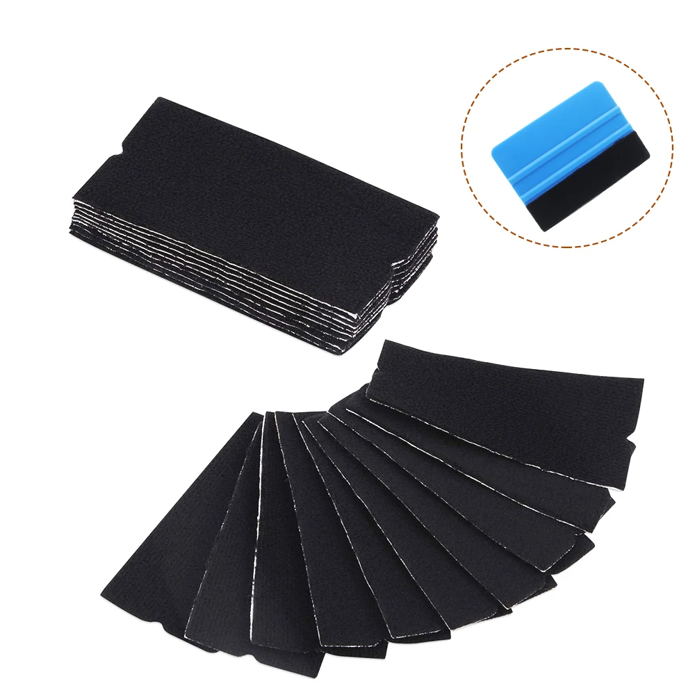 TOFAR 20pcs Black Fabric Felt Cloth for Vinyl Film Car Wrapping Squeegee Scraper Spare Felt Edge With Self Adhesive Glue 10x5cm