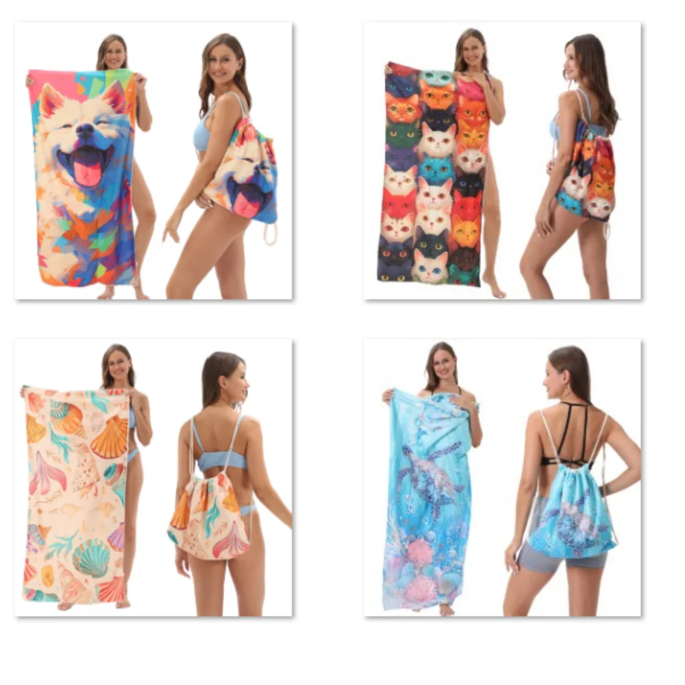 Serviette de plage légère séchage rapide absorbante et pliable_voghion.com