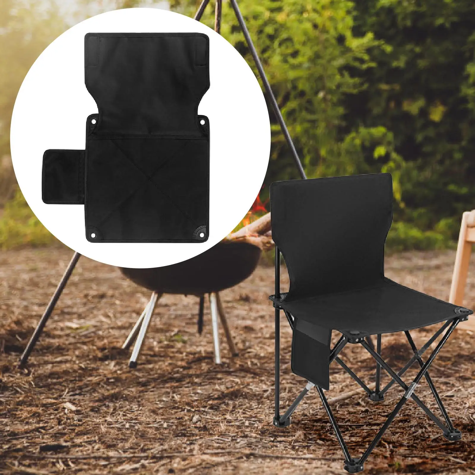 Folding Chair Replacement Fabric Outdoor Breathable with Side Pocket Seat Top Replaces for Patio Lawn Garden Camp Chair Beach