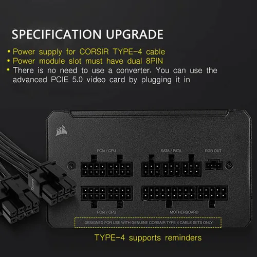 Imagen 2 del producto Original Corsair TYPE-4 12VHPWR 8Pin a PCIE 5,0 GEN 5 12 + 4PIN 16Pin ATX3.0 Cable de alimentación Modular para tarjeta de vídeo GPU RTX40