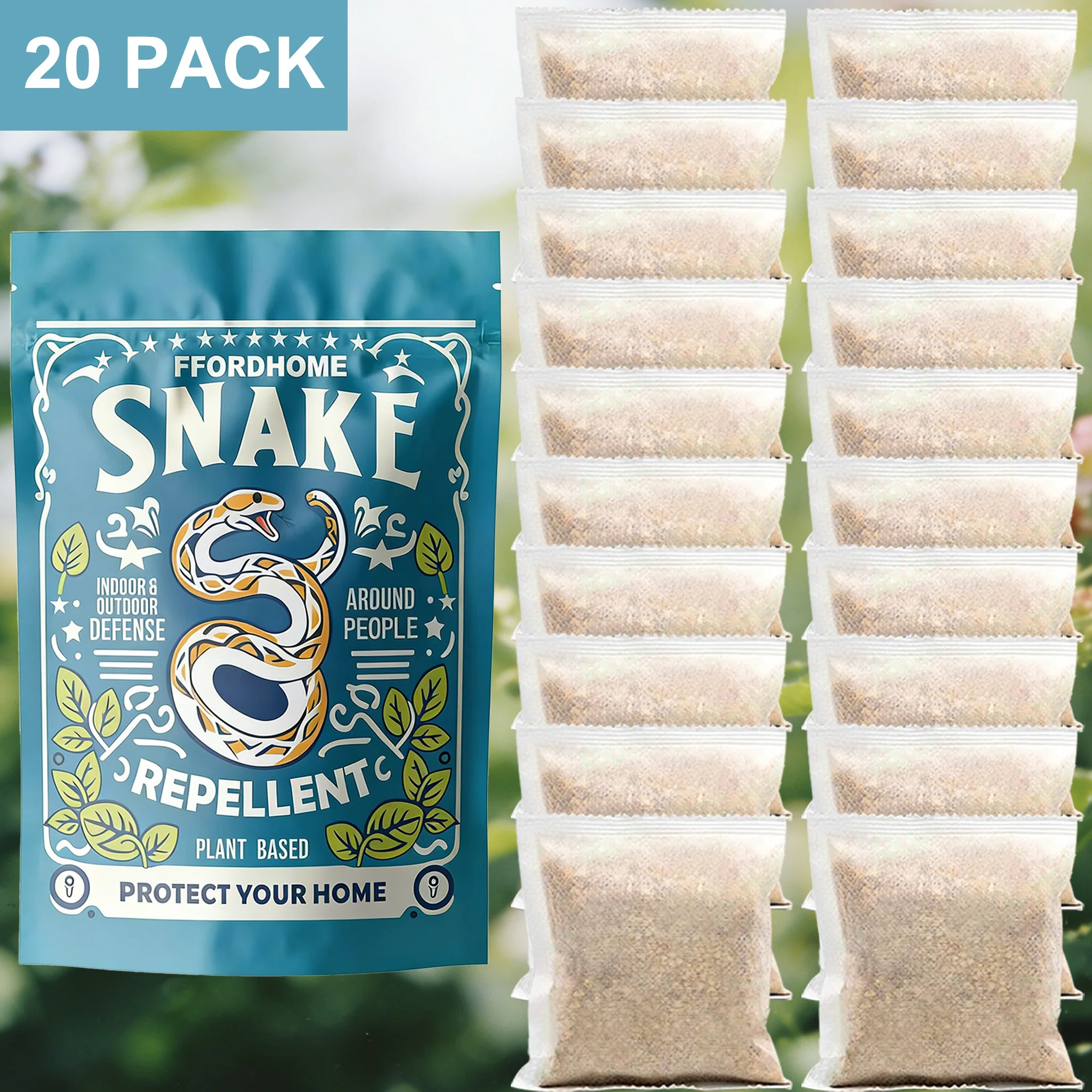 Snake Repellent for Yard, Snake Away Repellent for Outdoors, Pet Safe Snakes Repellant, Garden Snake Deterrent, Keep Snakes Out of Backyard, Garage, House-20 Pouches