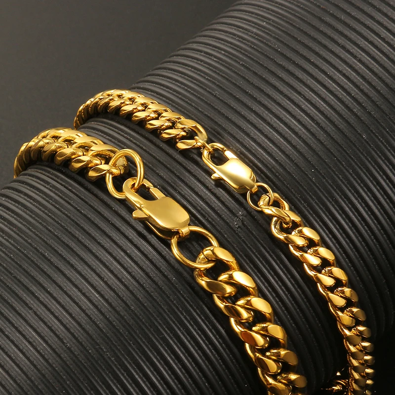 6mm/8mm/10mm Thickness Stainless Steel Cuban Curb Link Chain Necklace for Men Women Classic Punk Neck Jewelry Accessories