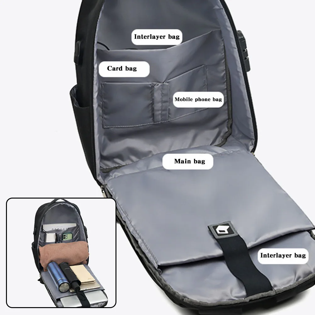 Mochila de viaje de negocios de gran capacidad para hombres, puerto de carga USB, impermeable, antirrobo, Mochila para adolescentes