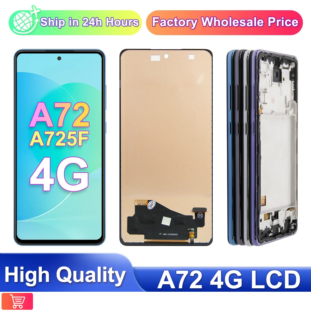 

6.5" A72 Amoled Screen for Samsung Galaxy A72 A725F A725F/DS Lcd Display Digital Touch Screen with Frame for Samsung A72 Screen