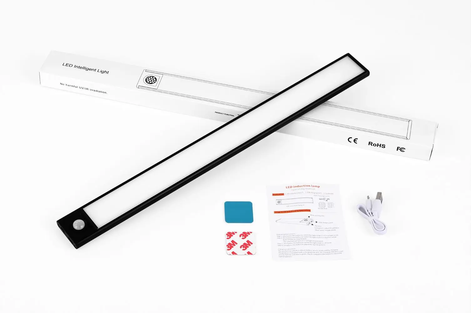 40CM Ultra thin LED PIR Motion Sensor Lights Cupboard Lights Wireless USB Rechargeable Battery Strip Light Under Cabinet Kitchen