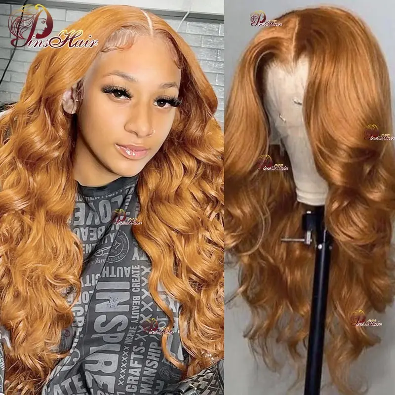 

Ginger Blonde Lace Front Human Hair Wigs Pre-Plucked Honey Blond 13X6 Body Wave Lace Front Wig for Women Remy Human Hair Wig 180