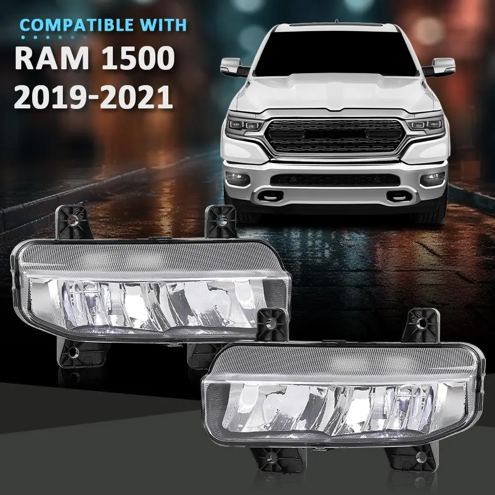 

Front Bumper 13.5V10.5W Led Fog Lights Lamps+Bracket Kit Fit for 2019-2023 Dodge Ram 1500 Waterproof Snowproof Dustproof