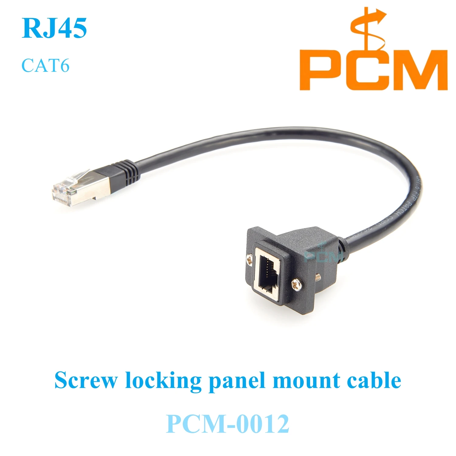 RJ45 screw lock panel mount cable, CAT6 RJ45 1Gbps 250 MHz Ethernet extension cable, for chassis patch panel mount