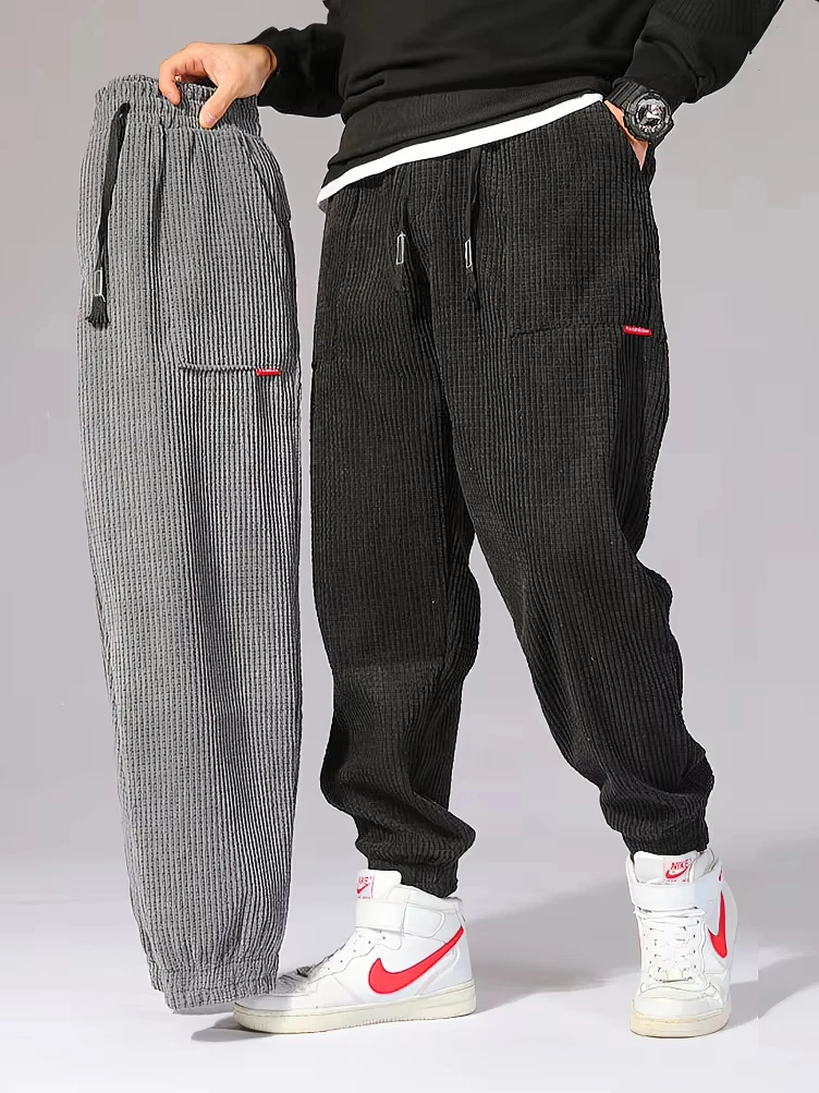 Baggy Corduroy Jogger Pants Men Tech Fleece Sweatpants Man Autumn Winter Casual Harem Pants Male Sport Thermal Trousers
