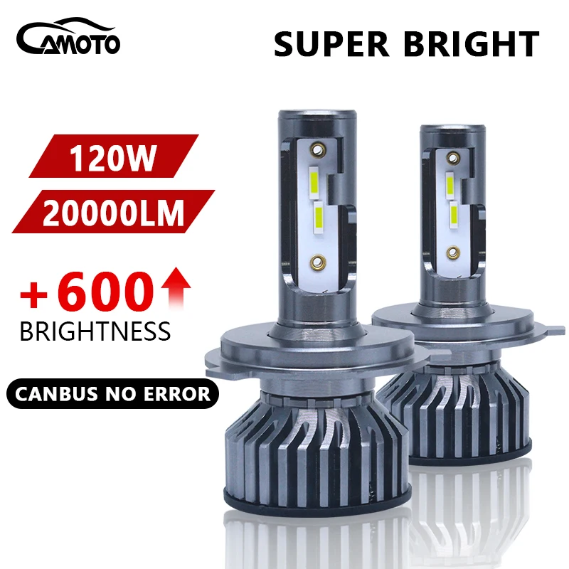 

CAMOTO LED Car Headlight 20000LM 120W H4 H7 Canbus H1 H3 H8 H11 9005 9006 9007 3000K 6000K Car Auto Headlamp Led Lights For Car