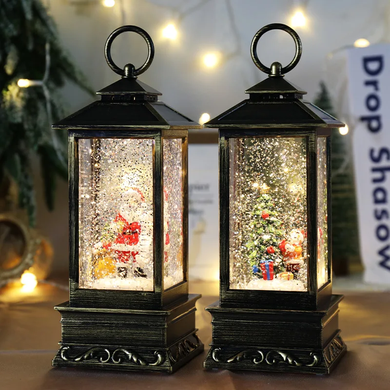 2023 New Christmas Decoration 2024 New Year Gift Windshield Music Box Snowy Medium Santa Claus Phone Booth Water Lamp Decoration