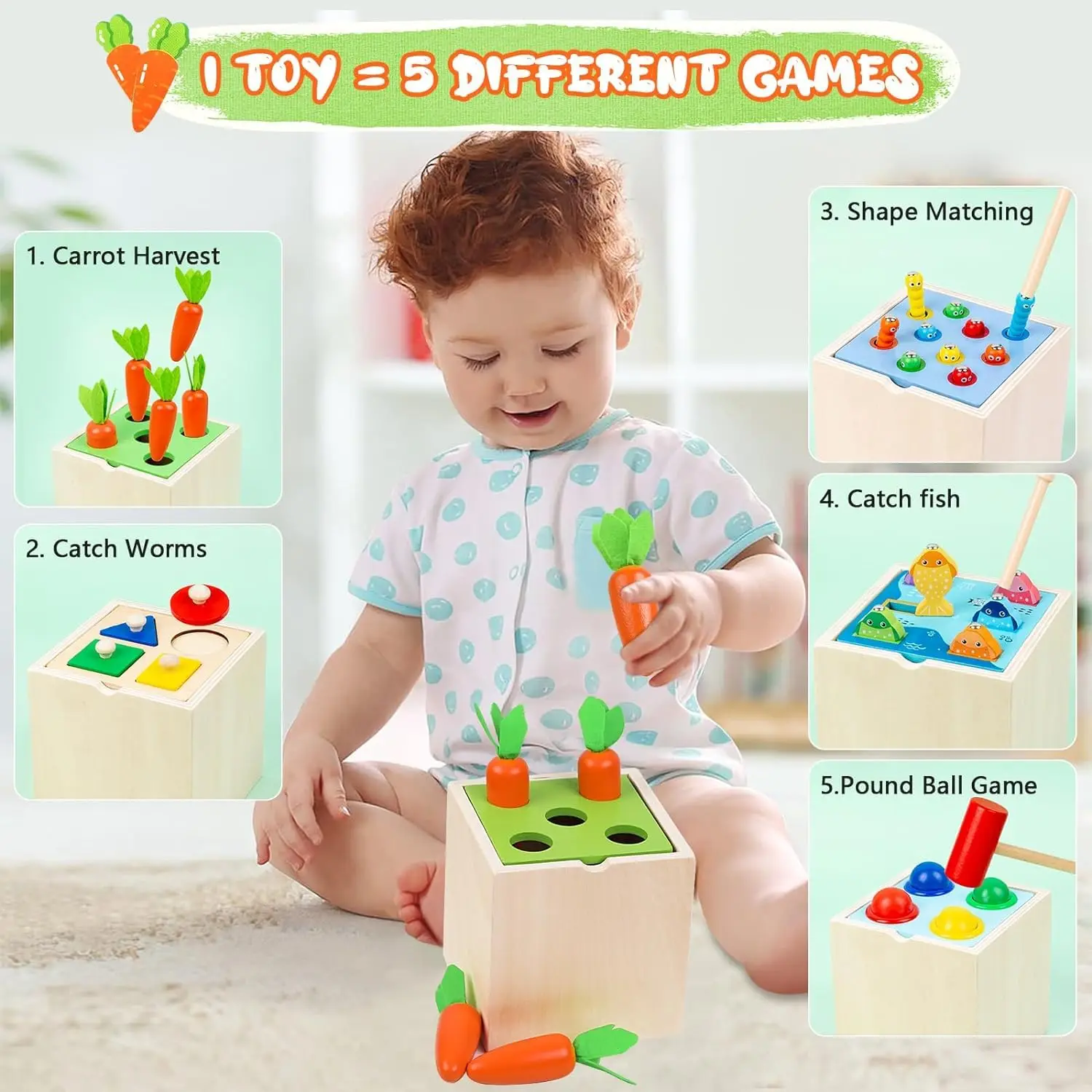 Montessori Busy Board Box Toy Wooden Color Shape Sorter Toy Early Learning Sensory Toys Toddlers Fine Motor Skills Activity Toy