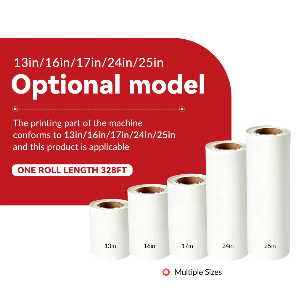 DTF Transfer Film Roll Double Sided Matte Heat Transfer Paper Hot & Cold Peel PET Film Direct to Film for T-Shirts Textile