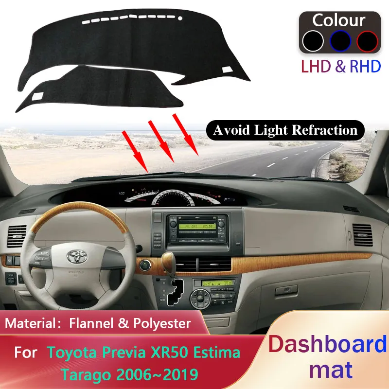 

Накладка на приборную панель для Toyota Previa XR50 Estima Tarago 2006 ~ 2019, противоскользящий коврик, солнцезащитный коврик, коврик для приборной панели, аксессуары