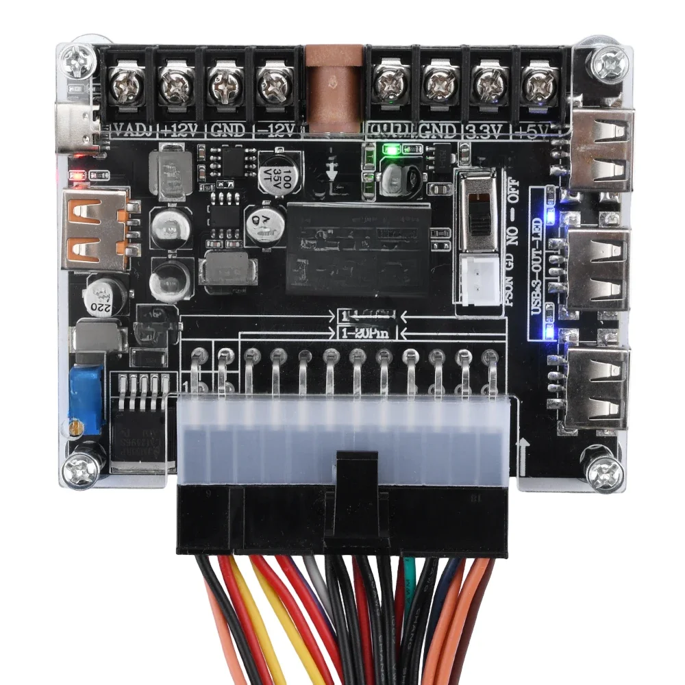 20/24-pinowy zasilacz Atx Adapter modułu zasilania Regulowane napięcie z czerwonym wyświetlaczem cyfrowym Obsługa Pd2.0/Pd3.0 — zdjęcie 2