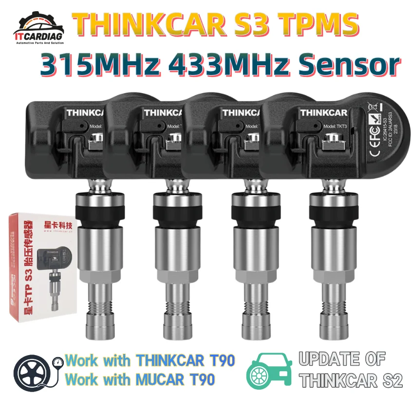 THINKCAR S3 TPMS 2in1 Car Tire Pressure Sensor 315MHz 433MHz Support THINCAR T90 G2 TPMS Programmer Update of THINKCAR S2