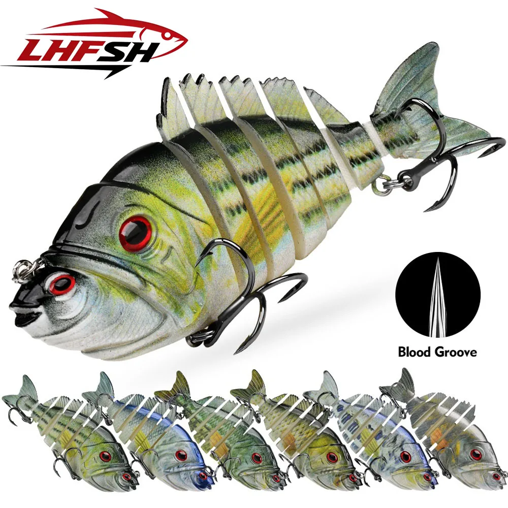 LHFSH 10,8cm 32g Neue Harte Angelköder für Barsch und Forelle, Mehrteilig mit Dreifachhaken, Schwimmköder, Langsam Sinkende Bionische Köder