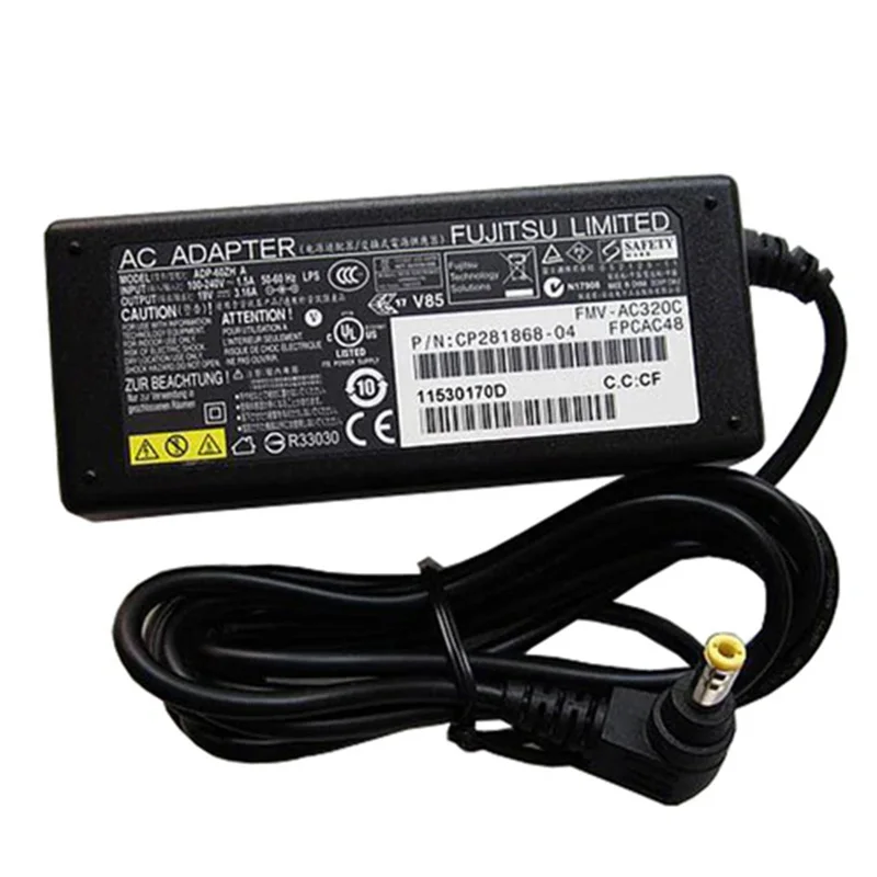 Fujitsu 60W 100% Original AC Power Adapter 19V 3.16A Laptop Charger ADP-60ZH for Fujitsu LifeBook HP OmniBook Series , 5.5*2.5mm