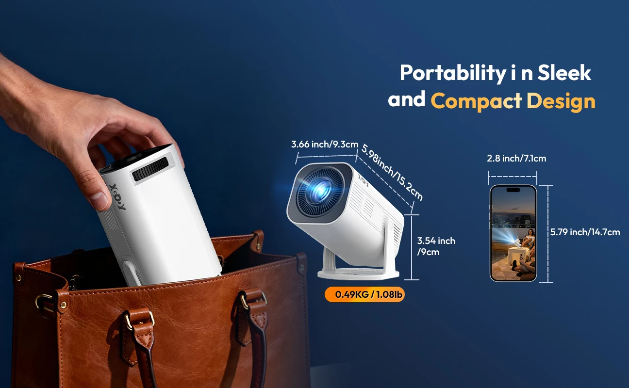 XGODY Projektor 4K Wifi6 Android 14.0 Beamer ​300 ANSI Dual WIFI BT5.4 1280 * 720P Heimkino Outdoor tragbar – Detail 7