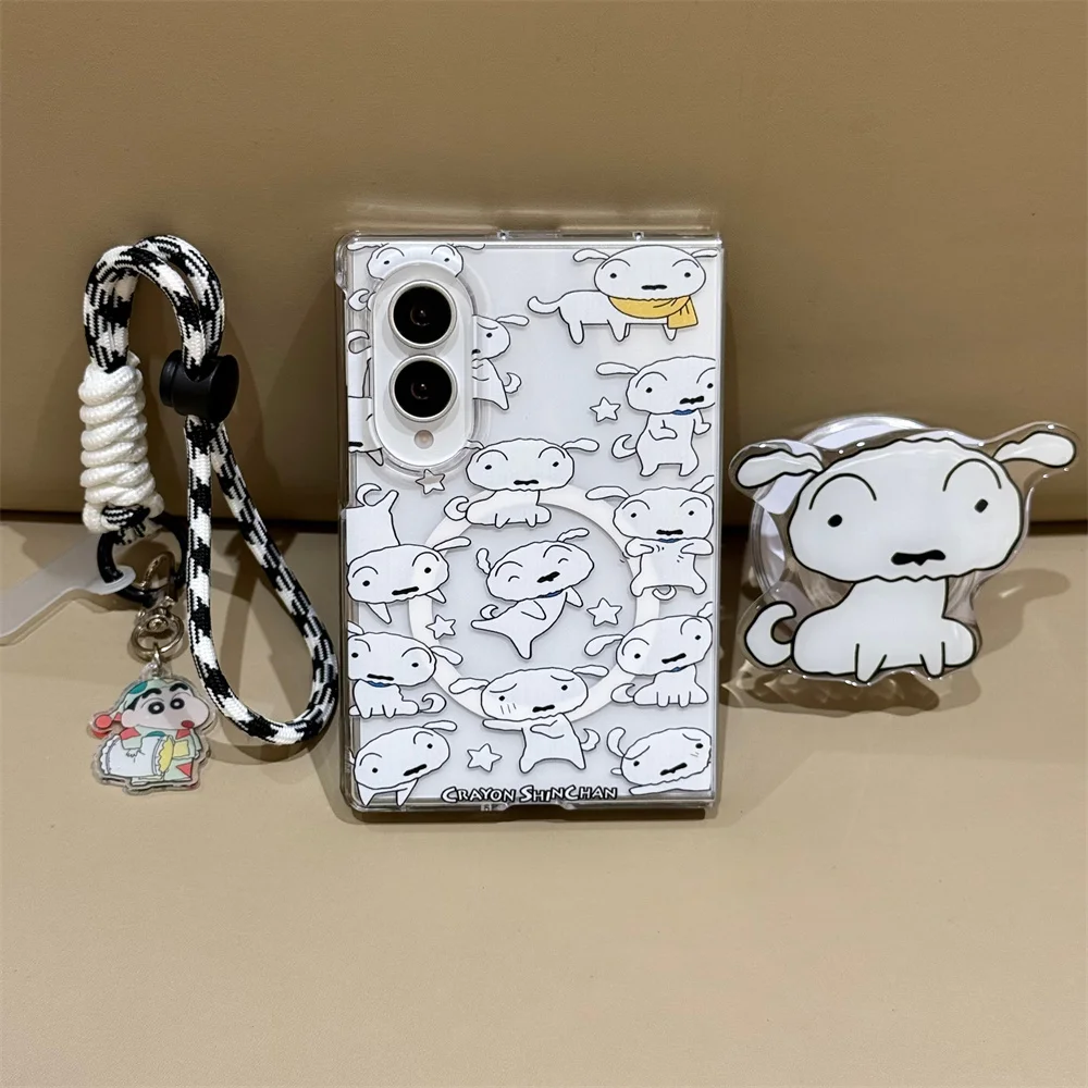 Zabawne etui magnetyczne Crayon Shin-chan na telefon Samsung Galaxy Z Fold 8 Fold 7 6 5 4 Fold 8 Ultra z podstawką Magsafe i łańcuszkiem — zdjęcie produktu 2