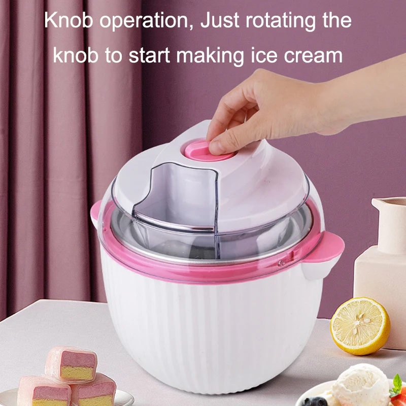 1L Automatic Ice Cream Maker Electric DIY Icecream Machine Fruit Frozen Yogurt Sorbet Freezer Stir Milkshake Smoothie Blender