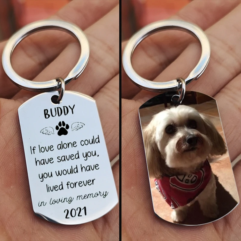 Personalized Pet Photo Buckle Lettering Custom Keychain Ladies Couple Keychain Custom Animal 304 Stainless Steel Jewelry Gift