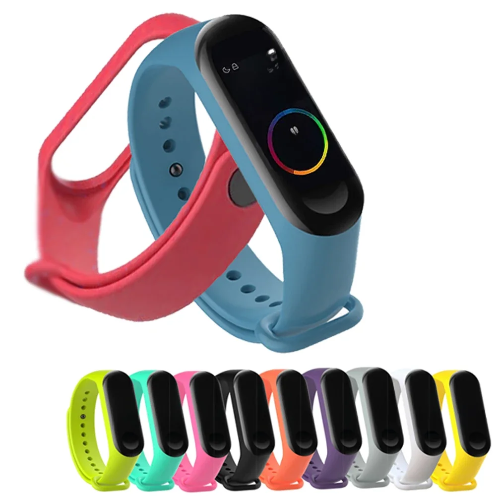 Pulseira de silicone para xiaomi mi band 4 e mi band 3, colorida e flexível, impermeável, com fecho