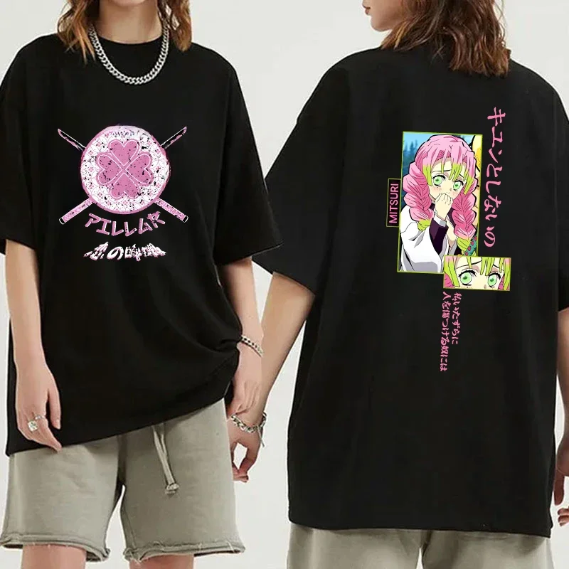 Hot Anime Kanroji Mitsuri Druck T-shirt Frauen Mode Kurzarm Straße Casual Persönlichkeit Y2k Sommer