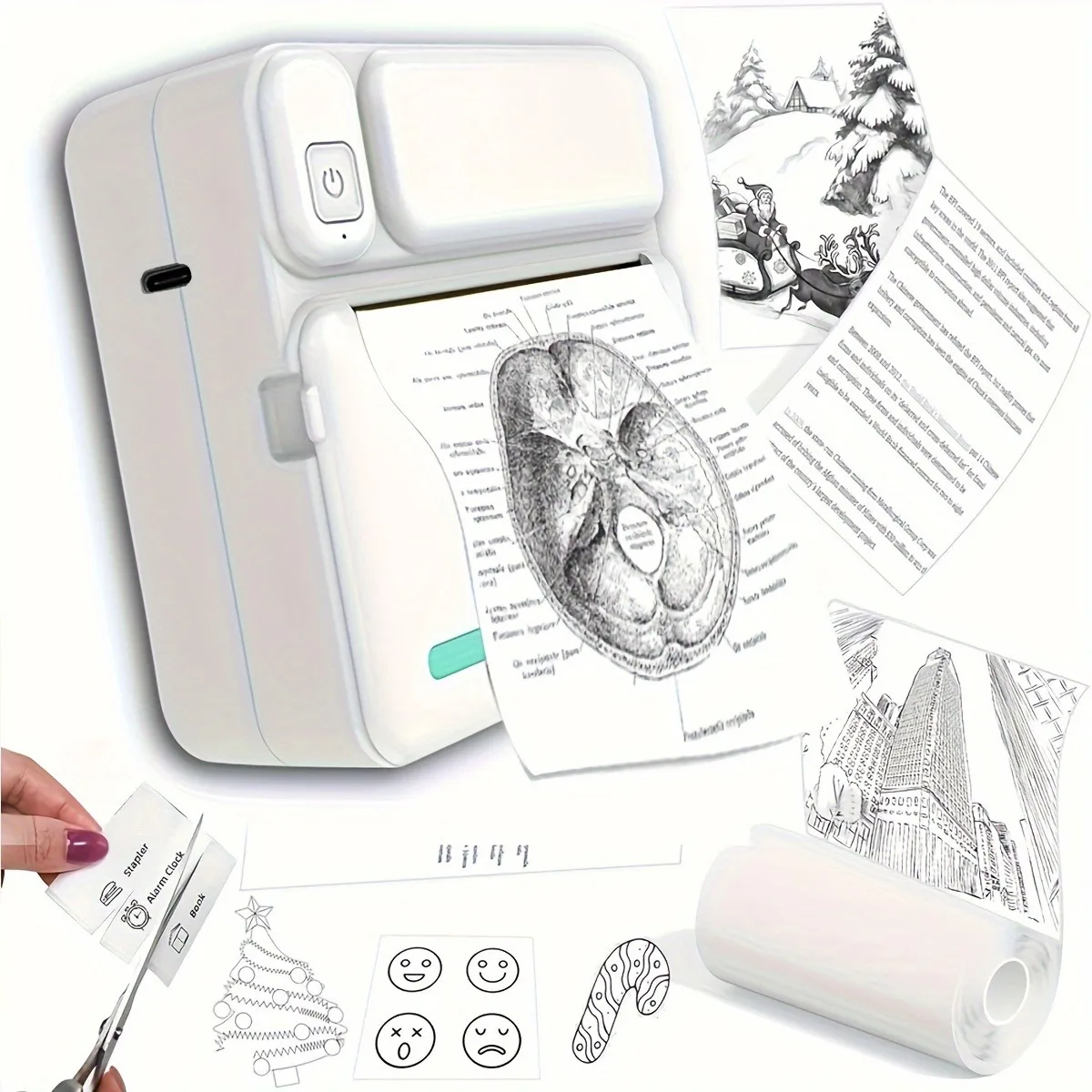 Wireless Mini Portable Thermal Label Maker Set, 203dpi HD Pr