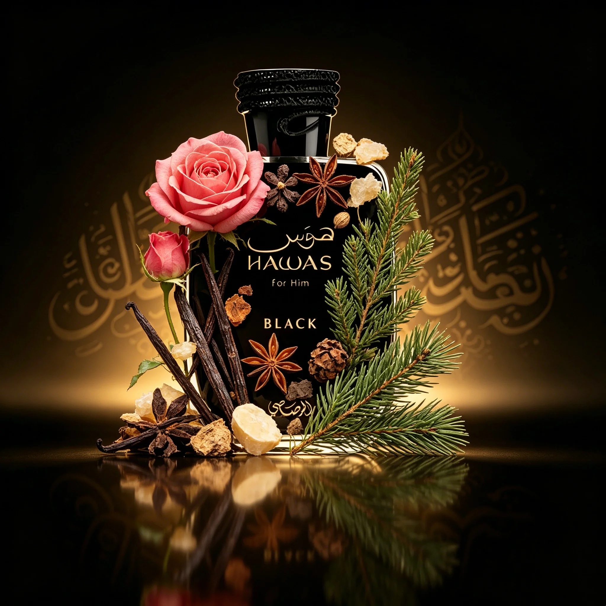 Hawas Black For Him 100ml EDP | Colonia Masculina Woody Citrus, Notas de Bergamota, Piña y Ámbar, Larga Duración
