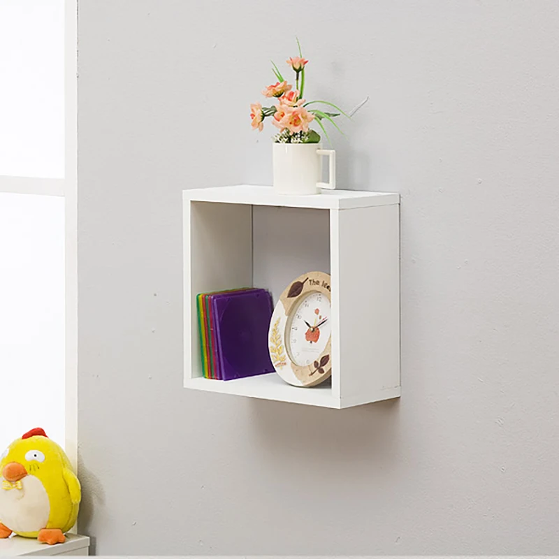 Square wood wall shelf