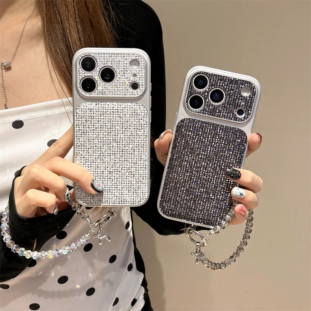 

New luxury and fashionable plaid sequin strap hanging rope suitable for iPhone 17 Pro Max14/15/16 13 Pro Max all inclusive anti