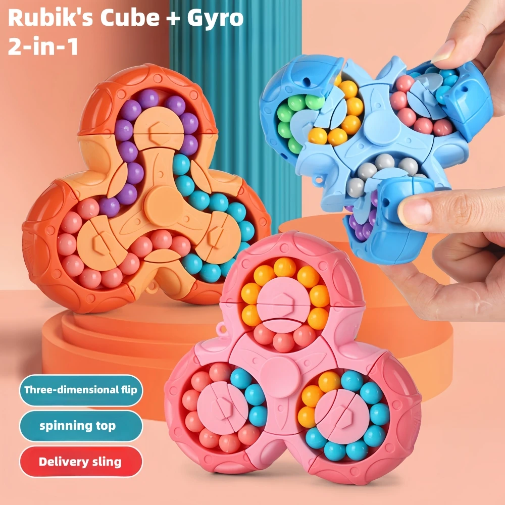 

1pc Baby Toys,magic bean puzzle toy, magic bean cube toy and fidget spinner two-in-one fingertip stress relief toy