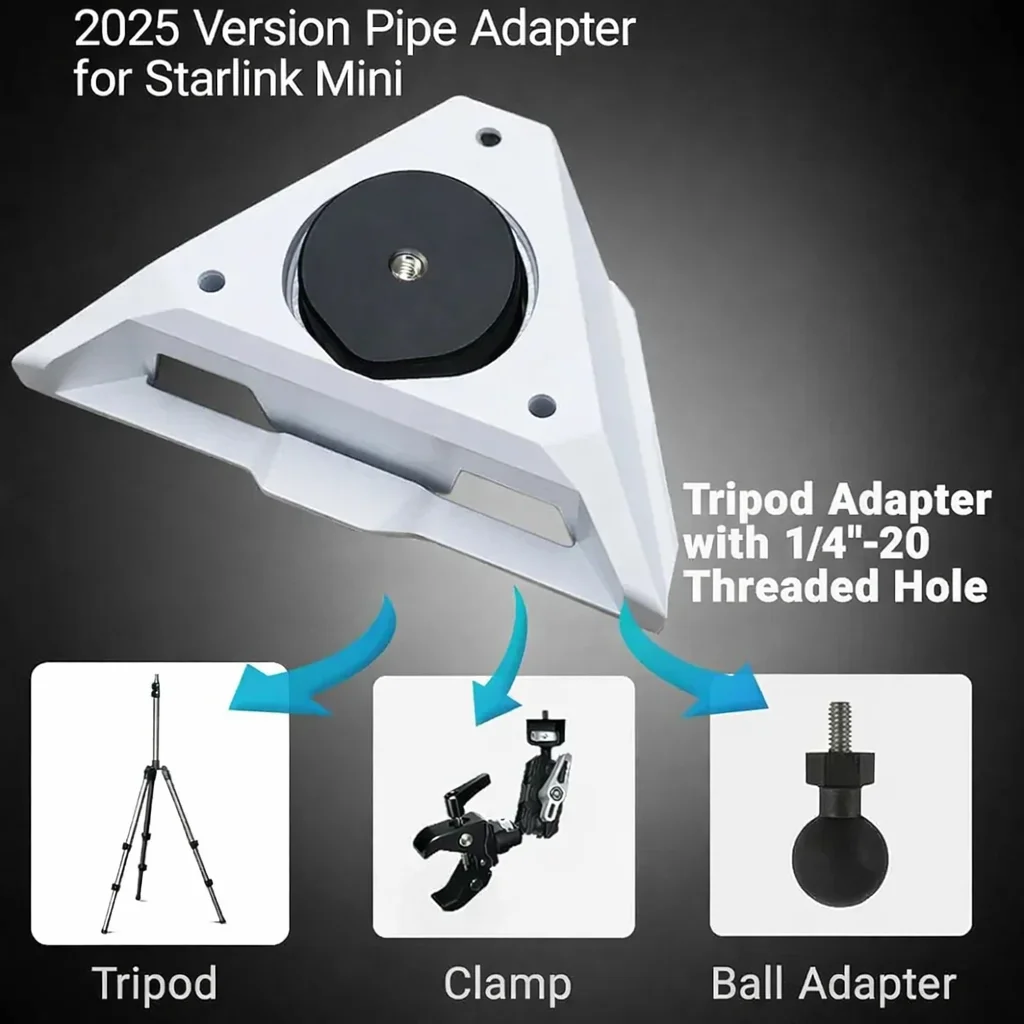 Newest Tripod Mount Adapter for Starlink Mini Pipe Adapter Aluminum Alloy Bracket Compatible with 1/4